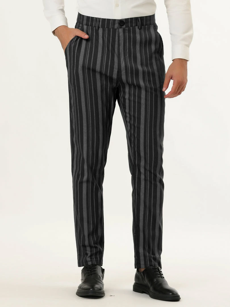 Allegra K Men's Business Trousers Contrast Color Slim Fit Flat Front Striped Dress Pants 11 Allegra K Men's Business Trousers Contrast Color Slim Fit Flat Front Striped Dress Pants