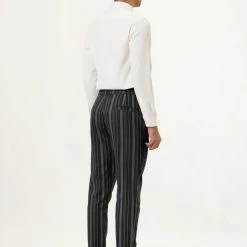 Allegra K Men's Business Trousers Contrast Color Slim Fit Flat Front Striped Dress Pants 32 Allegra K Men's Business Trousers Contrast Color Slim Fit Flat Front Striped Dress Pants