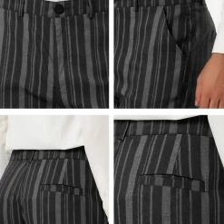 Allegra K Men's Business Trousers Contrast Color Slim Fit Flat Front Striped Dress Pants 33 Allegra K Men's Business Trousers Contrast Color Slim Fit Flat Front Striped Dress Pants