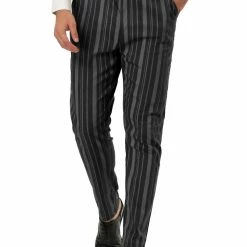Allegra K Men's Business Trousers Contrast Color Slim Fit Flat Front Striped Dress Pants 28 Allegra K Men's Business Trousers Contrast Color Slim Fit Flat Front Striped Dress Pants
