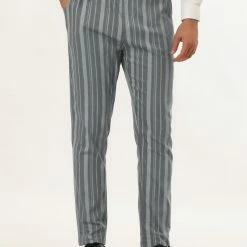 Allegra K Men's Business Trousers Contrast Color Slim Fit Flat Front Striped Dress Pants 35 Allegra K Men's Business Trousers Contrast Color Slim Fit Flat Front Striped Dress Pants