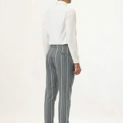 Allegra K Men's Business Trousers Contrast Color Slim Fit Flat Front Striped Dress Pants 38 Allegra K Men's Business Trousers Contrast Color Slim Fit Flat Front Striped Dress Pants