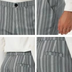Allegra K Men's Business Trousers Contrast Color Slim Fit Flat Front Striped Dress Pants 39 Allegra K Men's Business Trousers Contrast Color Slim Fit Flat Front Striped Dress Pants