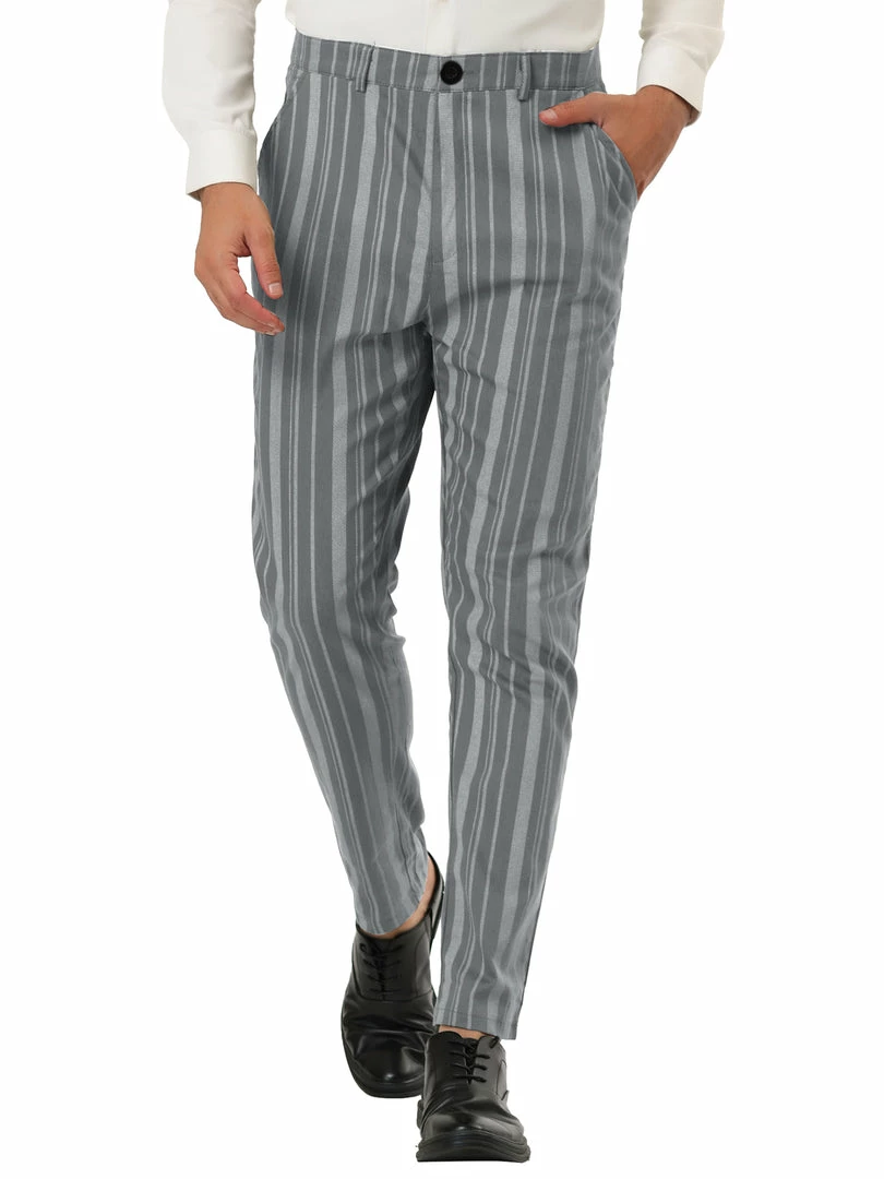 Allegra K Men's Business Trousers Contrast Color Slim Fit Flat Front Striped Dress Pants 16 Allegra K Men's Business Trousers Contrast Color Slim Fit Flat Front Striped Dress Pants