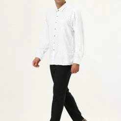 Allegra K Men's Shirts Long Sleeve Polka Dots Prints Slim Fit Button Up Casual Shirt 109 Allegra K Men's Shirts Long Sleeve Polka Dots Prints Slim Fit Button Up Casual Shirt