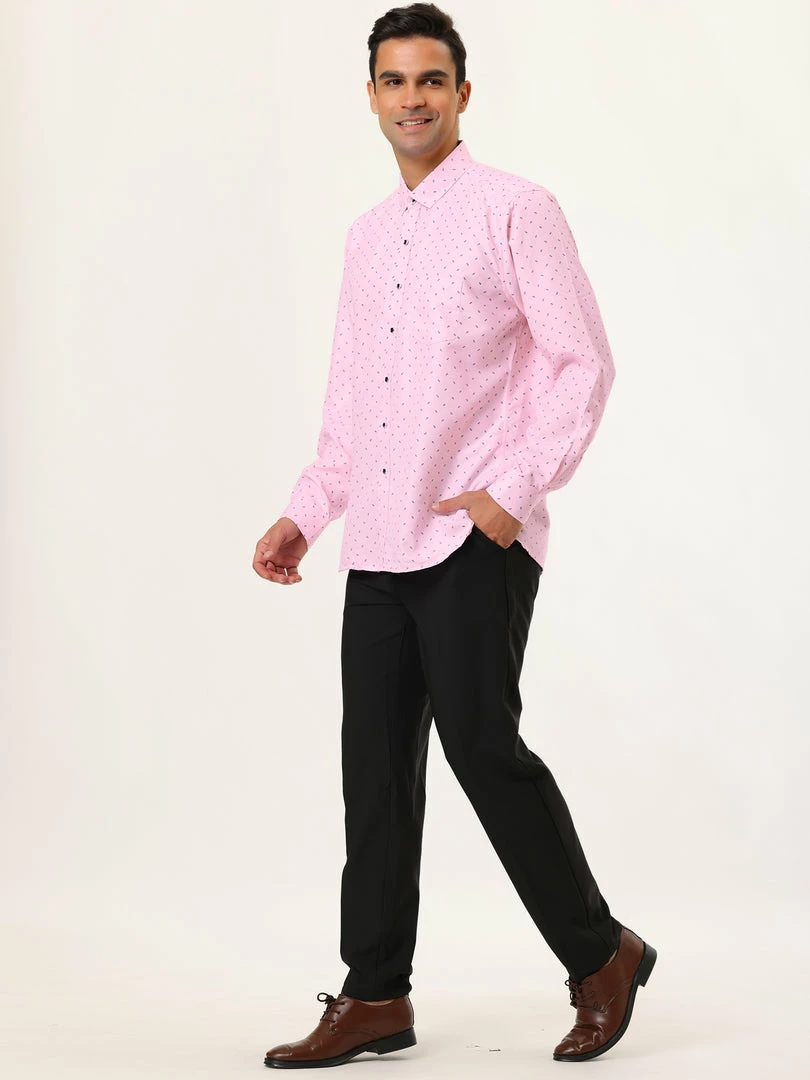 Allegra K Men's Shirts Long Sleeve Polka Dots Prints Slim Fit Button Up Casual Shirt 61 Allegra K Men's Shirts Long Sleeve Polka Dots Prints Slim Fit Button Up Casual Shirt