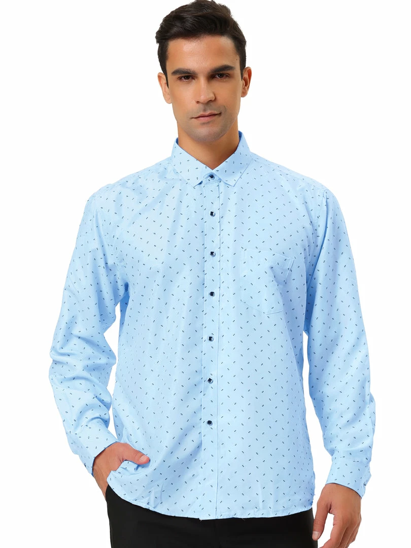Allegra K Men's Shirts Long Sleeve Polka Dots Prints Slim Fit Button Up Casual Shirt 53 Allegra K Men's Shirts Long Sleeve Polka Dots Prints Slim Fit Button Up Casual Shirt