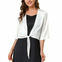 Allegra K Women's Casual Tie Front Open Cardigan