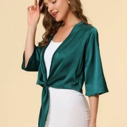 Allegra K Women's Casual Tie Front Open Cardigan 37 Allegra K Women's Casual Tie Front Open Cardigan