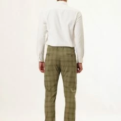 Allegra K Men's Plaid Checks Patterned Flat Front Chino Dress Pants