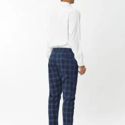 Allegra K Men's Plaid Checks Patterned Flat Front Chino Dress Pants