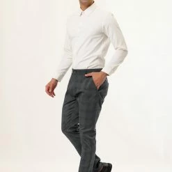 Allegra K Men's Plaid Checks Patterned Flat Front Chino Dress Pants