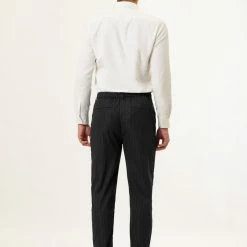 Allegra K Men's Dress Pants Slim Fit Vertical Stripes Flat Front Chino Pants Trousers