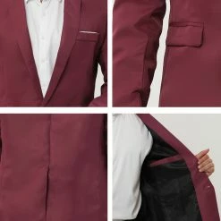 Allegra K Men's Dress Slim Fit Blazer Single Breasted One Button Business Suit Sports Coat