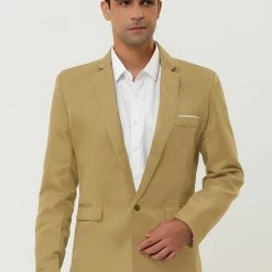 Allegra K Men's Dress Slim Fit Blazer Single Breasted One Button Business Suit Sports Coat