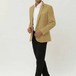 Allegra K Men's Dress Slim Fit Blazer Single Breasted One Button Business Suit Sports Coat