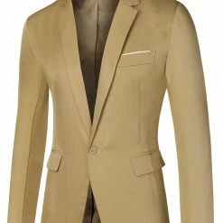 Allegra K Men's Dress Slim Fit Blazer Single Breasted One Button Business Suit Sports Coat