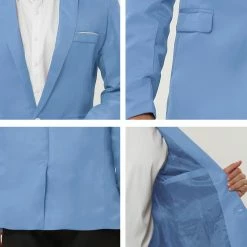 Allegra K Men's Dress Slim Fit Blazer Single Breasted One Button Business Suit Sports Coat