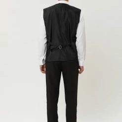 Allegra K Men's Disco Shiny Sequin Vest Sleeveless Suit Waistcoat Set With Bow Tie