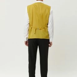 Allegra K Men's Disco Shiny Sequin Vest Sleeveless Suit Waistcoat Set With Bow Tie