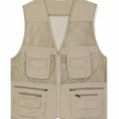 Allegra K Men's Cargo Vest Lightweight Zipper Mesh Safari Sleeveless Jacket With Pockets