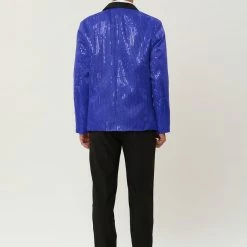 Allegra K Men's Halloween Shiny Sequins Suit Jacket Wedding Party Prom Sparkly One Button Blazer