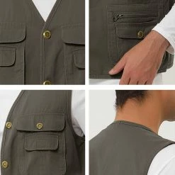Allegra K Men's Outdoor Safari Waistcoat Sleeveless Multi Pockets Button Gilet Cargo Vest 33 Allegra K Men's Outdoor Safari Waistcoat Sleeveless Multi Pockets Button Gilet Cargo Vest