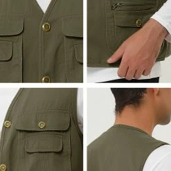 Allegra K Men's Outdoor Safari Waistcoat Sleeveless Multi Pockets Button Gilet Cargo Vest 51 Allegra K Men's Outdoor Safari Waistcoat Sleeveless Multi Pockets Button Gilet Cargo Vest