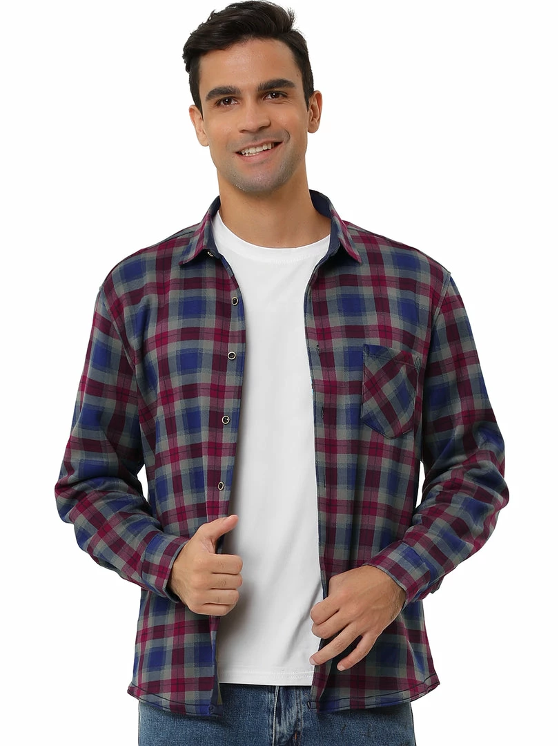 Allegra K Men's Fleece Lined Plaid Thicken Long Sleeve Winter Checked Shirt Jacket 41 Allegra K Men's Fleece Lined Plaid Thicken Long Sleeve Winter Checked Shirt Jacket