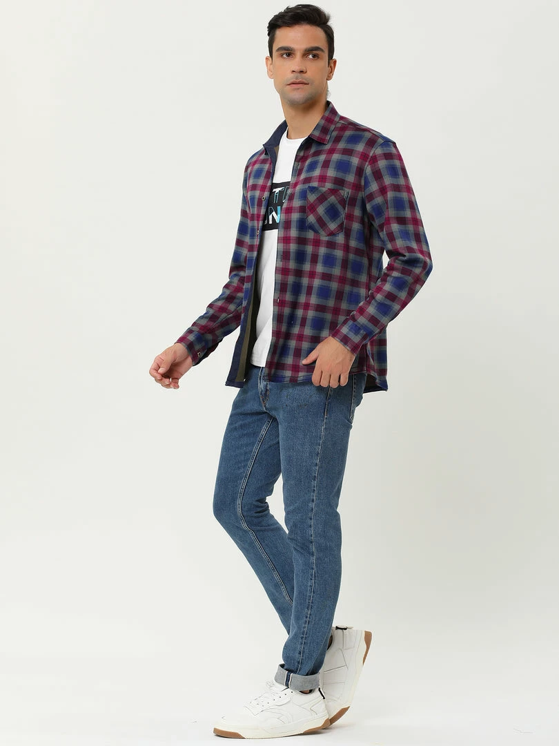 Allegra K Men's Fleece Lined Plaid Thicken Long Sleeve Winter Checked Shirt Jacket 43 Allegra K Men's Fleece Lined Plaid Thicken Long Sleeve Winter Checked Shirt Jacket