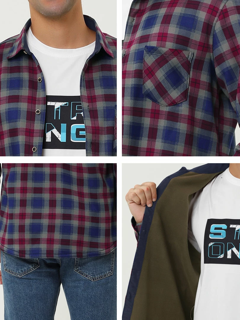 Allegra K Men's Fleece Lined Plaid Thicken Long Sleeve Winter Checked Shirt Jacket 45 Allegra K Men's Fleece Lined Plaid Thicken Long Sleeve Winter Checked Shirt Jacket