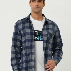 Allegra K Men's Fleece Lined Plaid Thicken Long Sleeve Winter Checked Shirt Jacket 78 Allegra K Men's Fleece Lined Plaid Thicken Long Sleeve Winter Checked Shirt Jacket