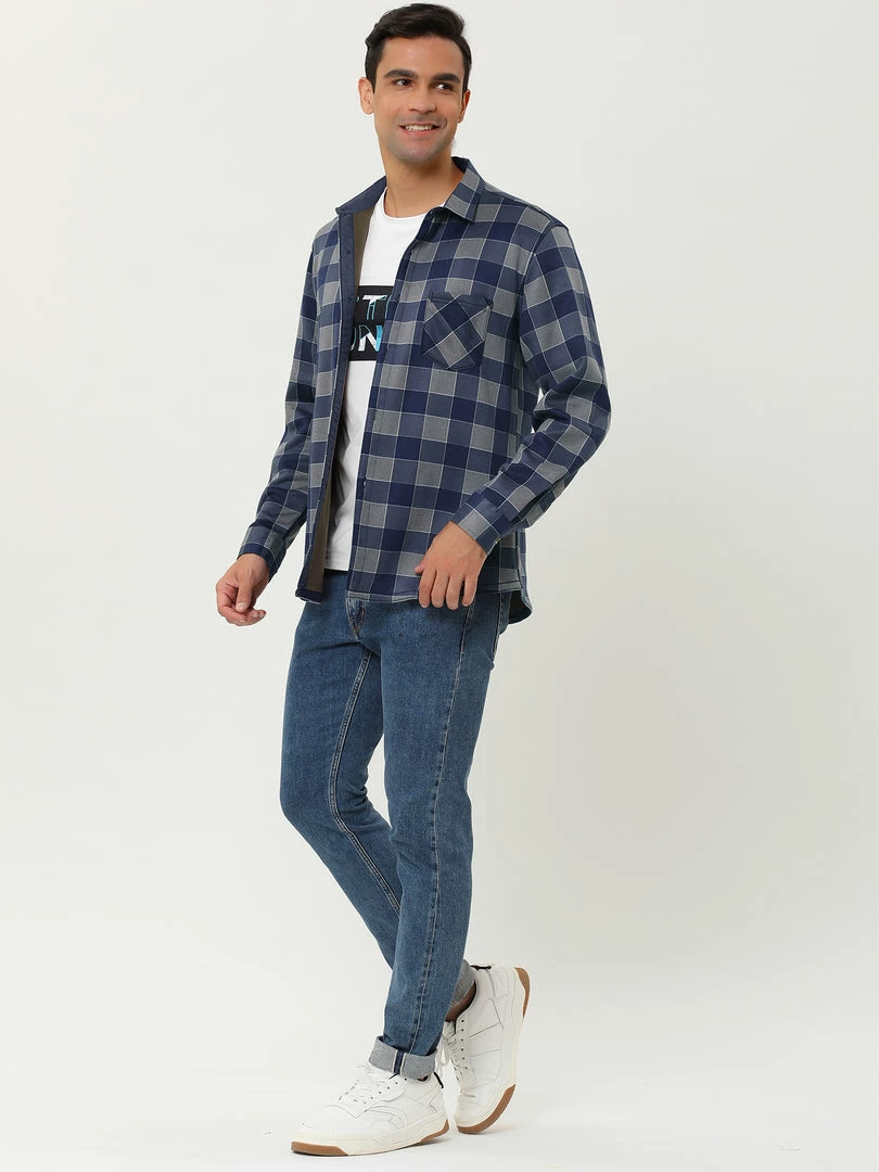 Allegra K Men's Fleece Lined Plaid Thicken Long Sleeve Winter Checked Shirt Jacket 37 Allegra K Men's Fleece Lined Plaid Thicken Long Sleeve Winter Checked Shirt Jacket