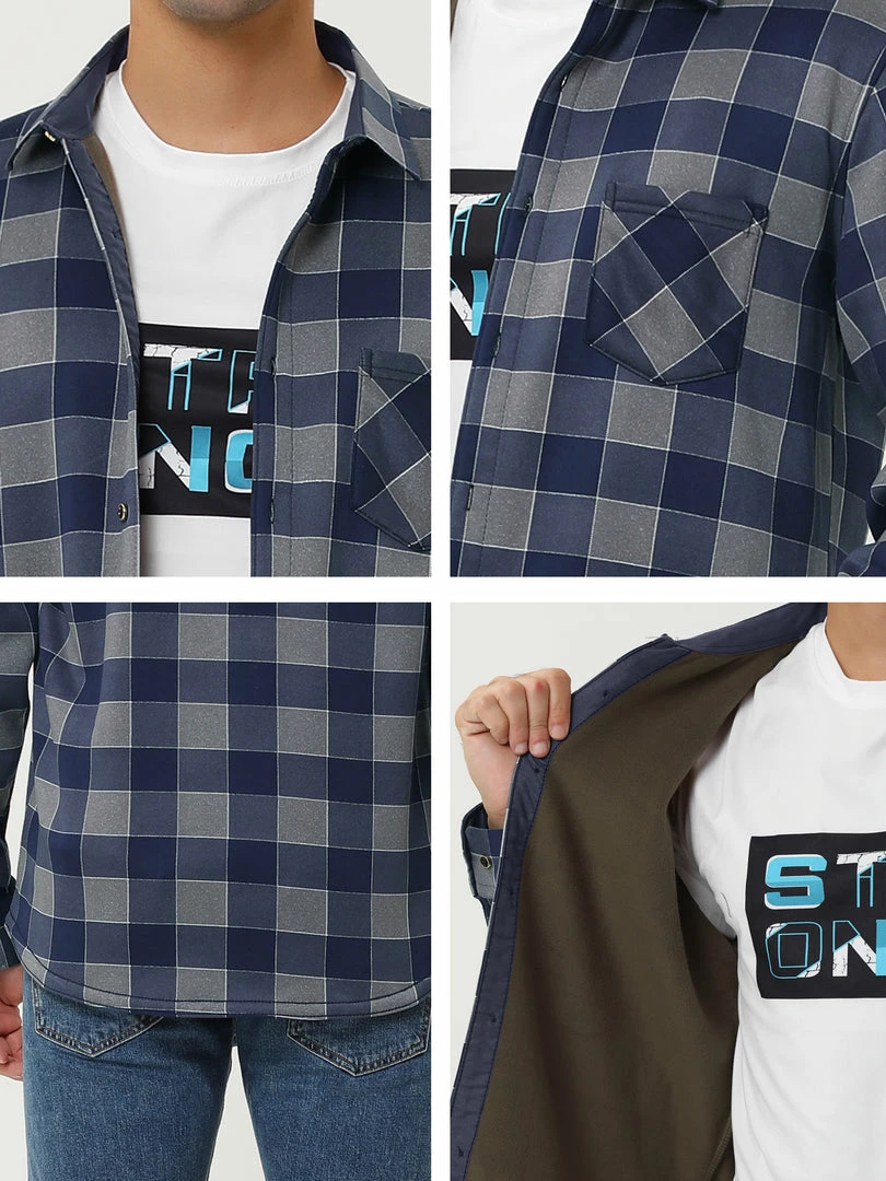 Allegra K Men's Fleece Lined Plaid Thicken Long Sleeve Winter Checked Shirt Jacket 39 Allegra K Men's Fleece Lined Plaid Thicken Long Sleeve Winter Checked Shirt Jacket