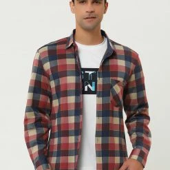 Allegra K Men's Fleece Lined Plaid Thicken Long Sleeve Winter Checked Shirt Jacket 72 Allegra K Men's Fleece Lined Plaid Thicken Long Sleeve Winter Checked Shirt Jacket