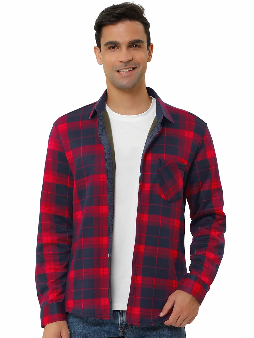 Allegra K Men's Fleece Lined Plaid Thicken Long Sleeve Winter Checked Shirt Jacket 11 Allegra K Men's Fleece Lined Plaid Thicken Long Sleeve Winter Checked Shirt Jacket