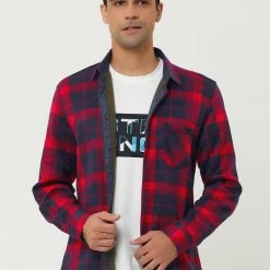 Allegra K Men's Fleece Lined Plaid Thicken Long Sleeve Winter Checked Shirt Jacket 54 Allegra K Men's Fleece Lined Plaid Thicken Long Sleeve Winter Checked Shirt Jacket