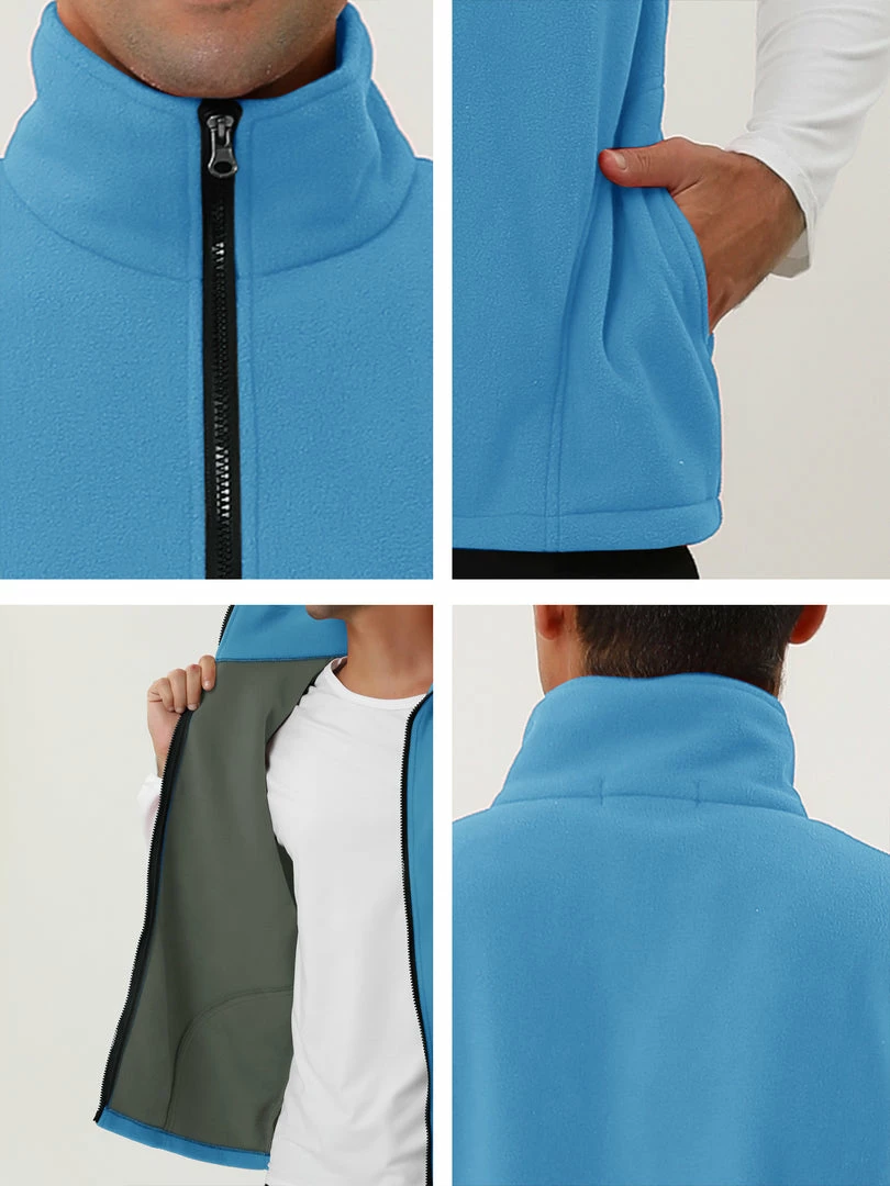 Allegra K Men's Full Zip Plush Vests Sleeveless Lightweight Outdoor Vest Jacket 15 Allegra K Men's Full Zip Plush Vests Sleeveless Lightweight Outdoor Vest Jacket