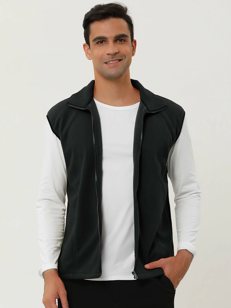 Allegra K Men's Full Zip Plush Vests Sleeveless Lightweight Outdoor Vest Jacket 30 Allegra K Men's Full Zip Plush Vests Sleeveless Lightweight Outdoor Vest Jacket