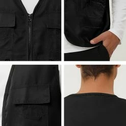 Allegra K Men's Casual Cargo Vest Lightweight Outdoor Safari Travel Fishing Vests With Multi-pockets