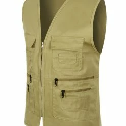 Allegra K Men's Casual Cargo Vest Lightweight Outdoor Safari Travel Fishing Vests With Multi-pockets