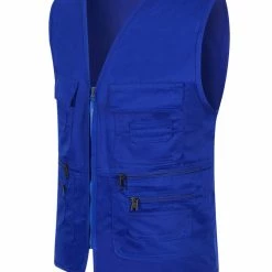 Allegra K Men's Casual Cargo Vest Lightweight Outdoor Safari Travel Fishing Vests With Multi-pockets