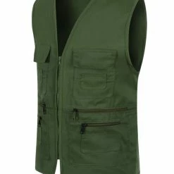 Allegra K Men's Casual Cargo Vest Lightweight Outdoor Safari Travel Fishing Vests With Multi-pockets