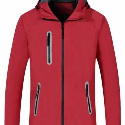 Allegra K Men's Windbreaker Faux Fleece Lined Drawstring Hoodie Zipper Outdoor Jackets