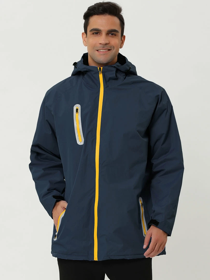 Allegra K Men's Windbreaker Faux Fleece Lined Drawstring Hoodie Zipper Outdoor Jackets 11 Allegra K Men's Windbreaker Faux Fleece Lined Drawstring Hoodie Zipper Outdoor Jackets