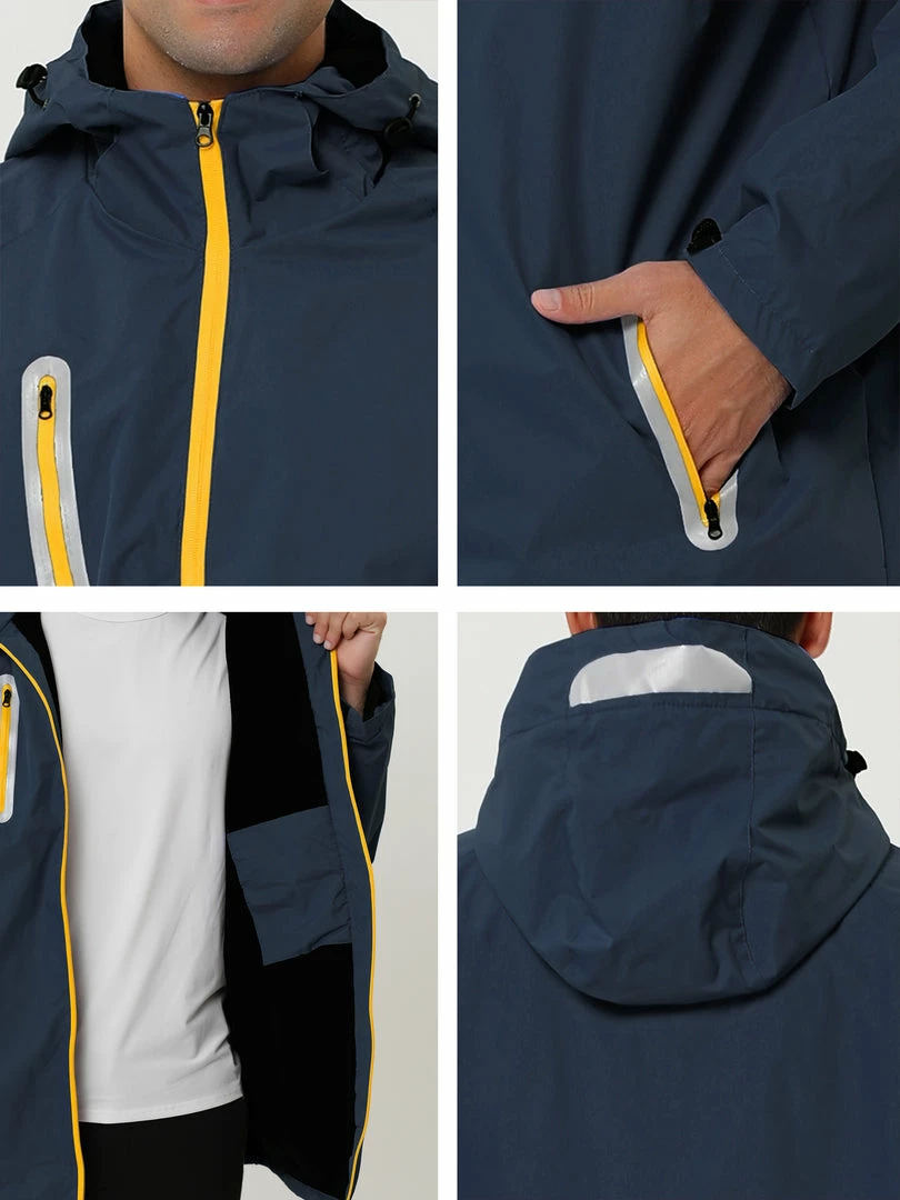 Allegra K Men's Windbreaker Faux Fleece Lined Drawstring Hoodie Zipper Outdoor Jackets 15 Allegra K Men's Windbreaker Faux Fleece Lined Drawstring Hoodie Zipper Outdoor Jackets