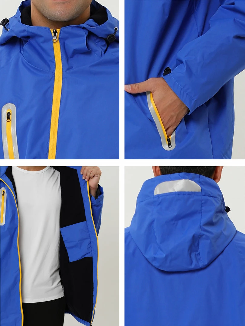 Allegra K Men's Windbreaker Faux Fleece Lined Drawstring Hoodie Zipper Outdoor Jackets 27 Allegra K Men's Windbreaker Faux Fleece Lined Drawstring Hoodie Zipper Outdoor Jackets