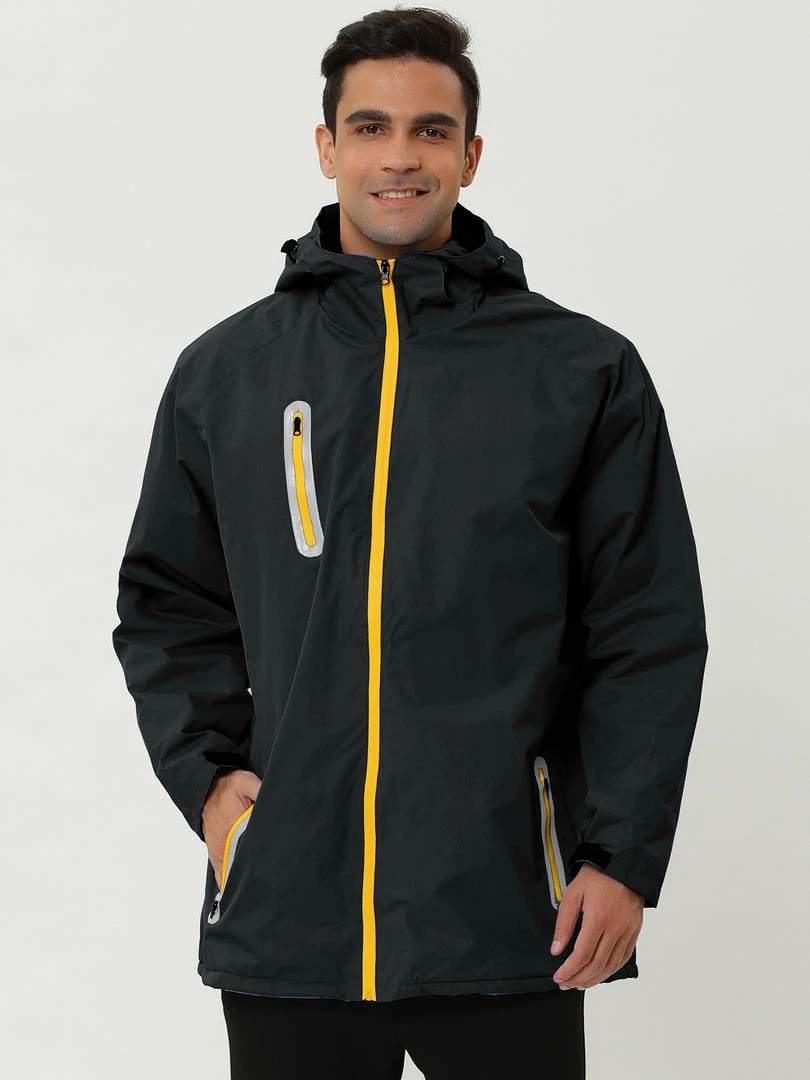 Allegra K Men's Windbreaker Faux Fleece Lined Drawstring Hoodie Zipper Outdoor Jackets 29 Allegra K Men's Windbreaker Faux Fleece Lined Drawstring Hoodie Zipper Outdoor Jackets