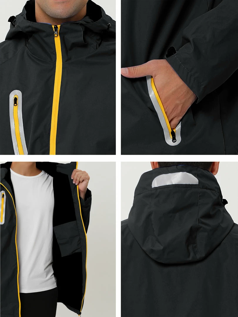 Allegra K Men's Windbreaker Faux Fleece Lined Drawstring Hoodie Zipper Outdoor Jackets 33 Allegra K Men's Windbreaker Faux Fleece Lined Drawstring Hoodie Zipper Outdoor Jackets