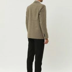 Allegra K Men's Casual Plaid Sports Coat Notched Lapel One Button Houndstooth Blazer